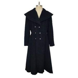 Vtg 50s Black Wool New Look Fit & Flare Coat XS/S